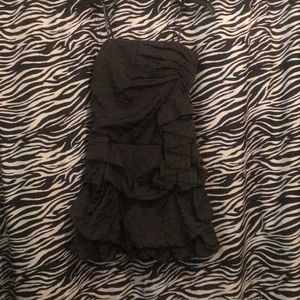 Black zebra strapless dress
